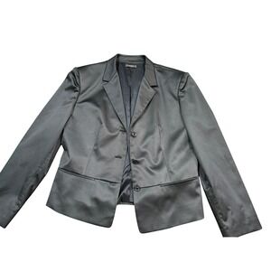 Henri Bendel Satin Cotton Black‎ Jacket Blazer~Made in Italy~  44